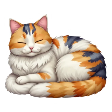 full body colourful light patched calico + white tabby cat sleeping sticker