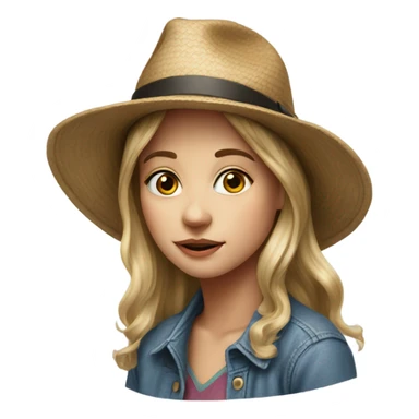 realistic portrait of a girl with hat sticker
