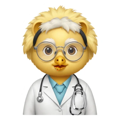 chick animal with glasses, wearing doctor uniform sticker