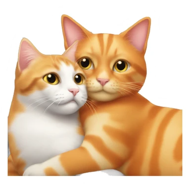 orange cat and calico cat hugging sticker