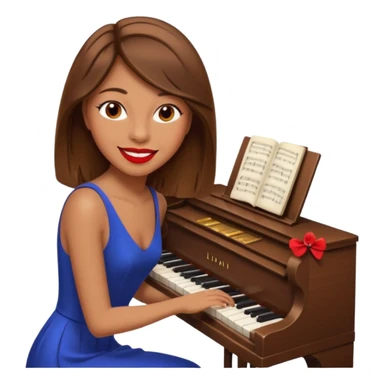 brownhaired woman with red lips, playing piano sticker