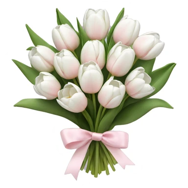 White tulips bouquet with light pink bow  sticker