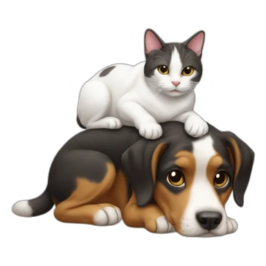 Cat on a dog  sticker