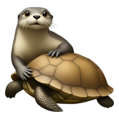 Une loutre sur une tortue sticker