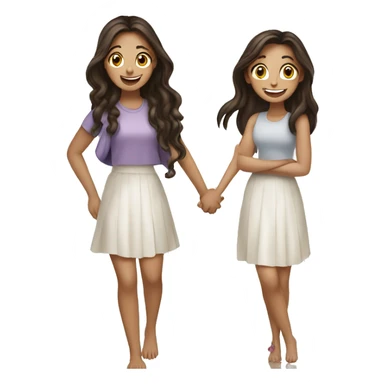 Two girl best friends brunette happy  sticker