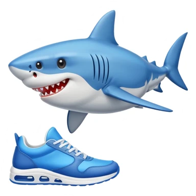 Tiburon con tenis azules  sticker