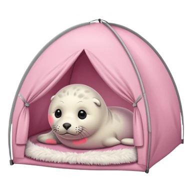 Gray Seal in a light pink tent  sticker