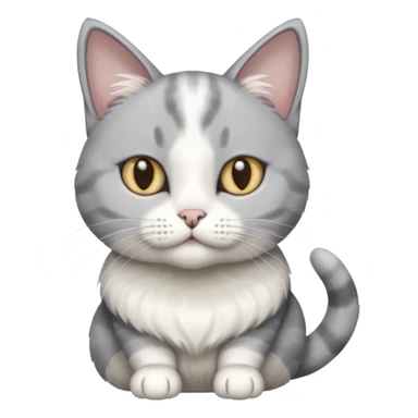 disabled grey and white cat in pet mobility aide sticker