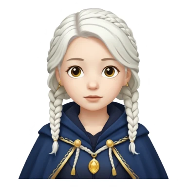 braid white hair girl, navy cloak sticker