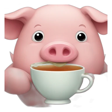 pig-drinking-tea sticker