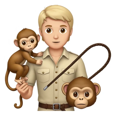 Whte man Holding whip on monkey  sticker