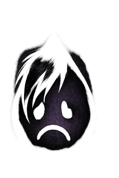 emo-style teardrop, black and purple, moody sticker