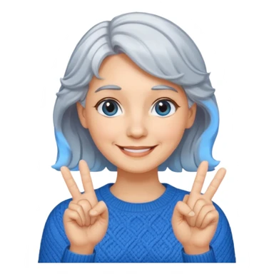 silver, short, wavy-haired, smiling pretty lady, index and middle fingers crossed sticker