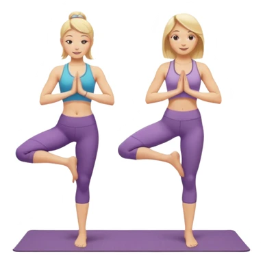 Two women doing yoga both blonde standing pose  sticker