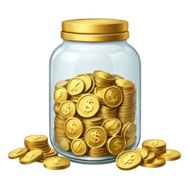 tip jar emoji style, simple with cash and coins sticker