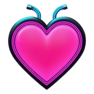 neon pink heart with glitch distortion, cyberpunk scanlines, glow effect, crisp vector style, no background sticker
