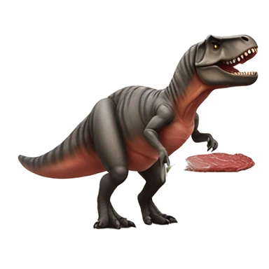 A trex eating a steak sticker