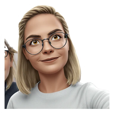 smiling girl with glasses sticker