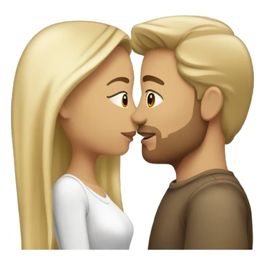 Light skin mixed woman with brown hair kissing white man with blonde hair sticker