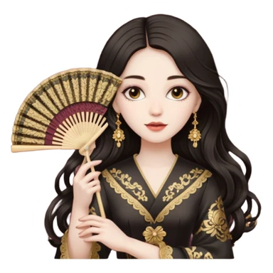 women with folding fan sticker