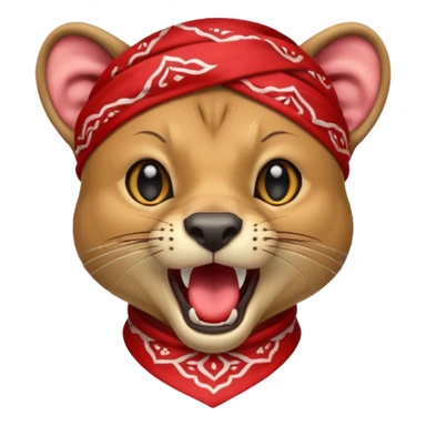 
Fossa animal in a red bandana dressed as a rock singer winksFossa animal with a red bandana on its head screams sticker
