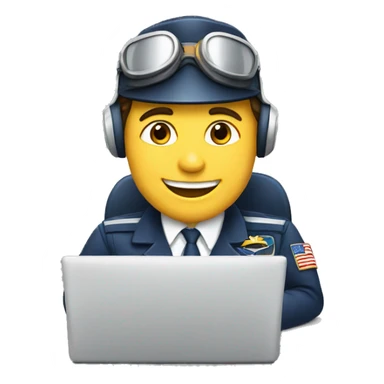 happy plane pilot using computer sticker