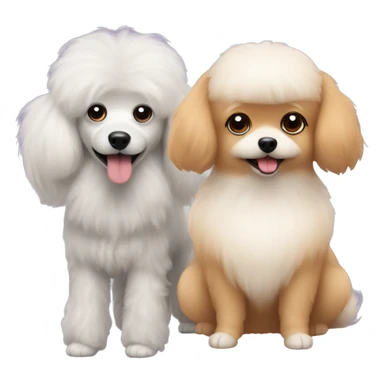 poodle and pomeranian and two people sticker