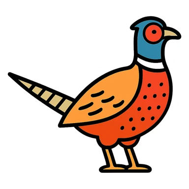 ringneck pheasant, clean and modern color outline icon style sticker