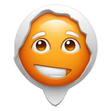 Orange map pin (hex code #EA5631) with a white round face and cute facial features sticker