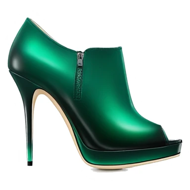 Realistic isolated top view of a pair of emerald green ombre Jimmy Choo stiletto ankle booties. sticker