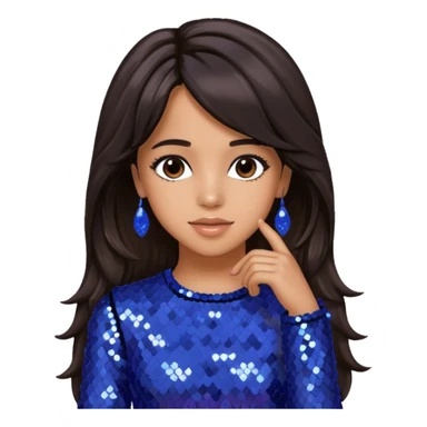 Camila Cabello from Fifth Harmony with long dark brown hair, periwinkle sequin outfit sticker