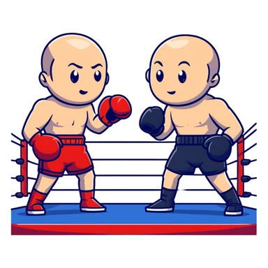 Jeff Bezos and Elon Musk in a boxing ring, cartoon style sticker