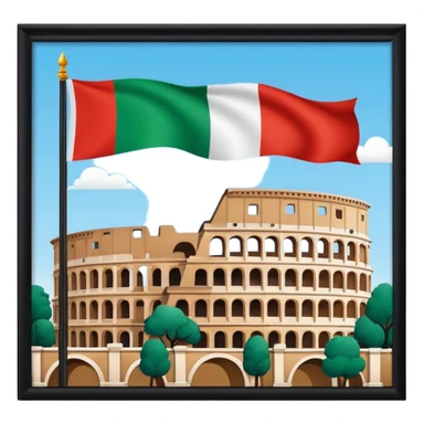 Rome theme, landmarks and flag, playful, emoji style sticker