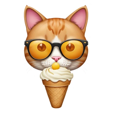 cat with sunglasses and an ice cream sticker