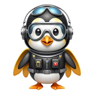 Penguin with jetpack and aviator glasses sticker