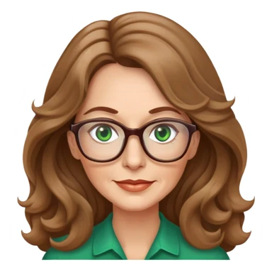 Woman 50 yrs light brown long wavy hair green eyes with glasses  sticker