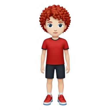 White shoes black short pants red shirt and hair in front curly and with blue eyes  sticker