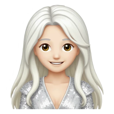 Ouranos from Gods and Goddesses with long white hair, white sequin outfit sticker
