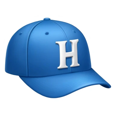 Blue baseball hat with white H on it. No person. Just hat.  sticker