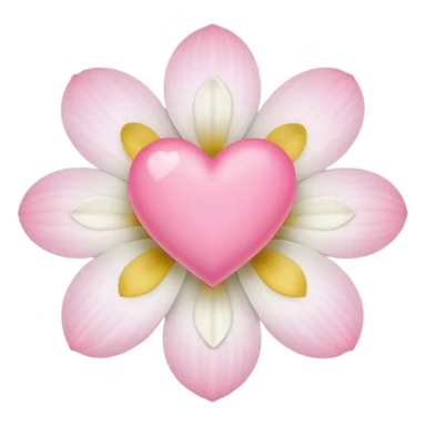 only white white flower with mini pink heart center  sticker