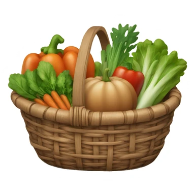 Brown basket with garden vegetables  sticker