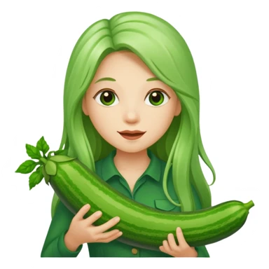 peppermint with long hair carrying a zucchini sticker