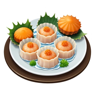 Plate of scallop sashimi and sea urchin  sticker