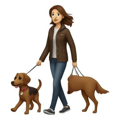 Brown haired woman walking one brown dog sticker