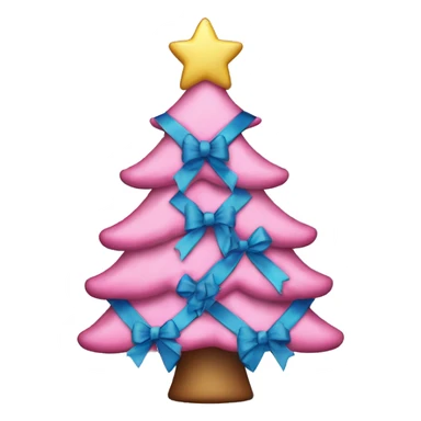 Pink Christmas tree with blue bows  sticker