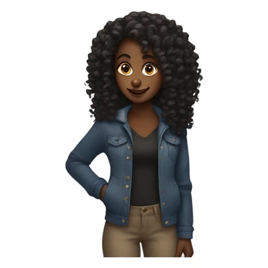 Black girl with long curly hair with an “I don’t care” mood sticker
