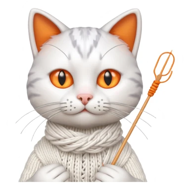 knitting cat portrait, head and shoulders only, cute cat holding knitting needles and yarn, cozy expression, warm handmade vibe, 3D cartoon style, mobile game icon style, clean background, no text, no watermark
 sticker
