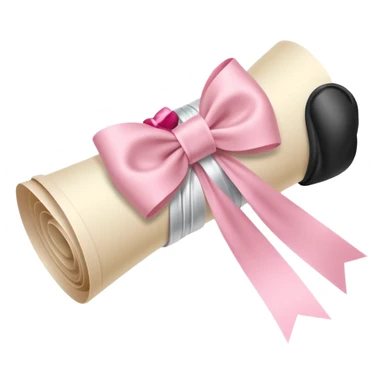 rolled up diploma tied with a light pink bow sticker