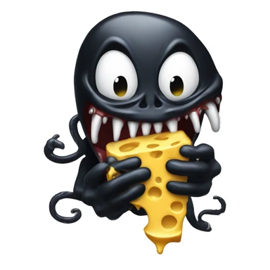 Venom with gold and drippy cheese in his hands sticker