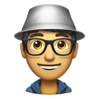 A streamer with round glasses and a saucepan on his head sticker